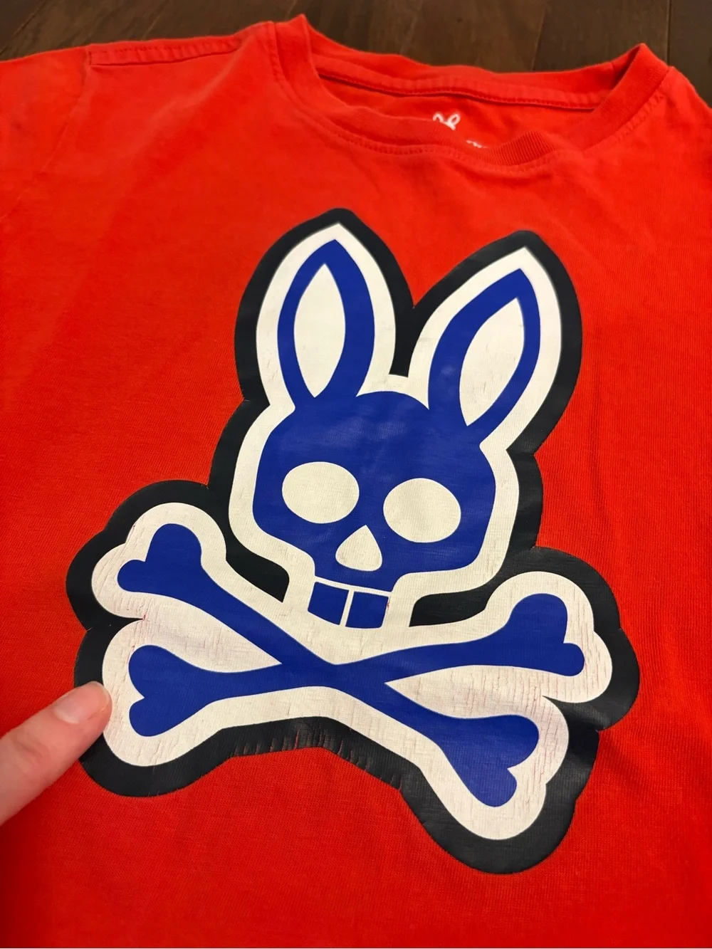 Psycho Bunny Kids Graphic T-Shirt Red Size S 7/8 100% Pima Cotton Big Logo